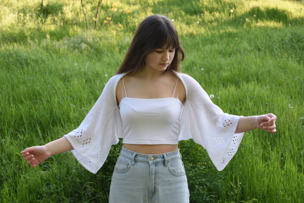 Halle White Knit Cardigan