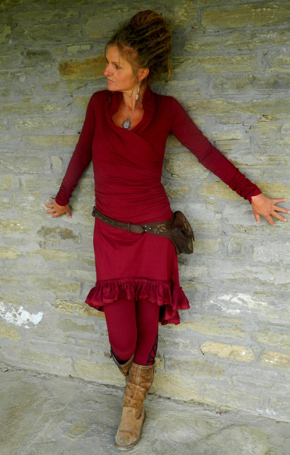 Kaia Red Ruffle Blouse — view 6