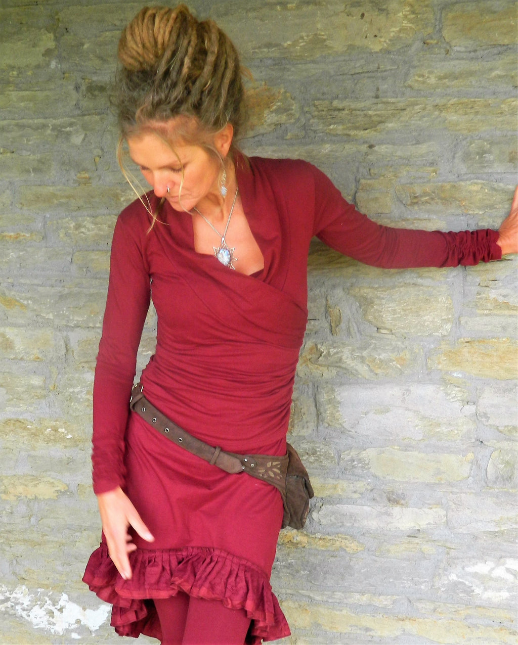 Kaia Red Ruffle Blouse — view 2