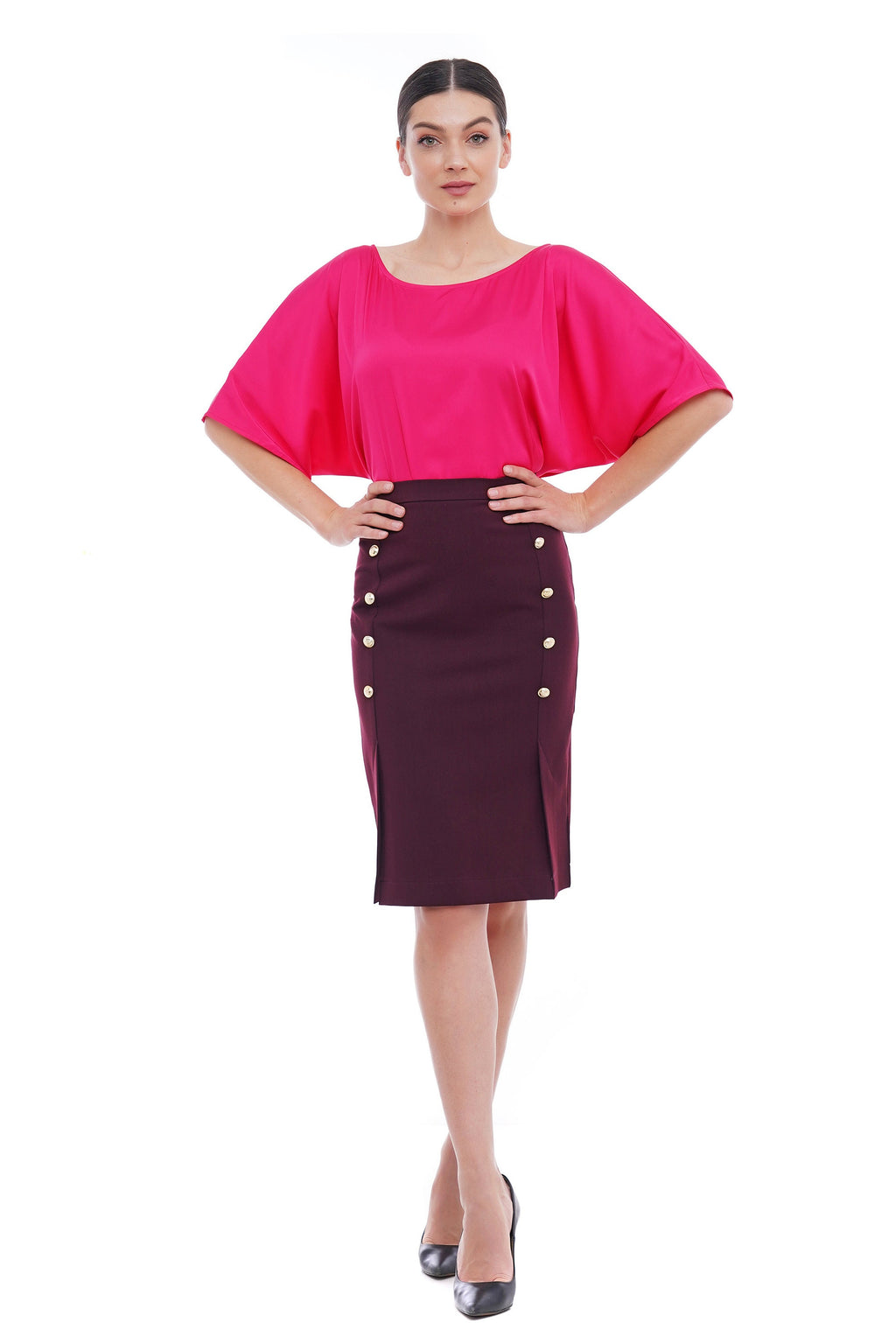 Pia Pink Satin Blouse — view 3