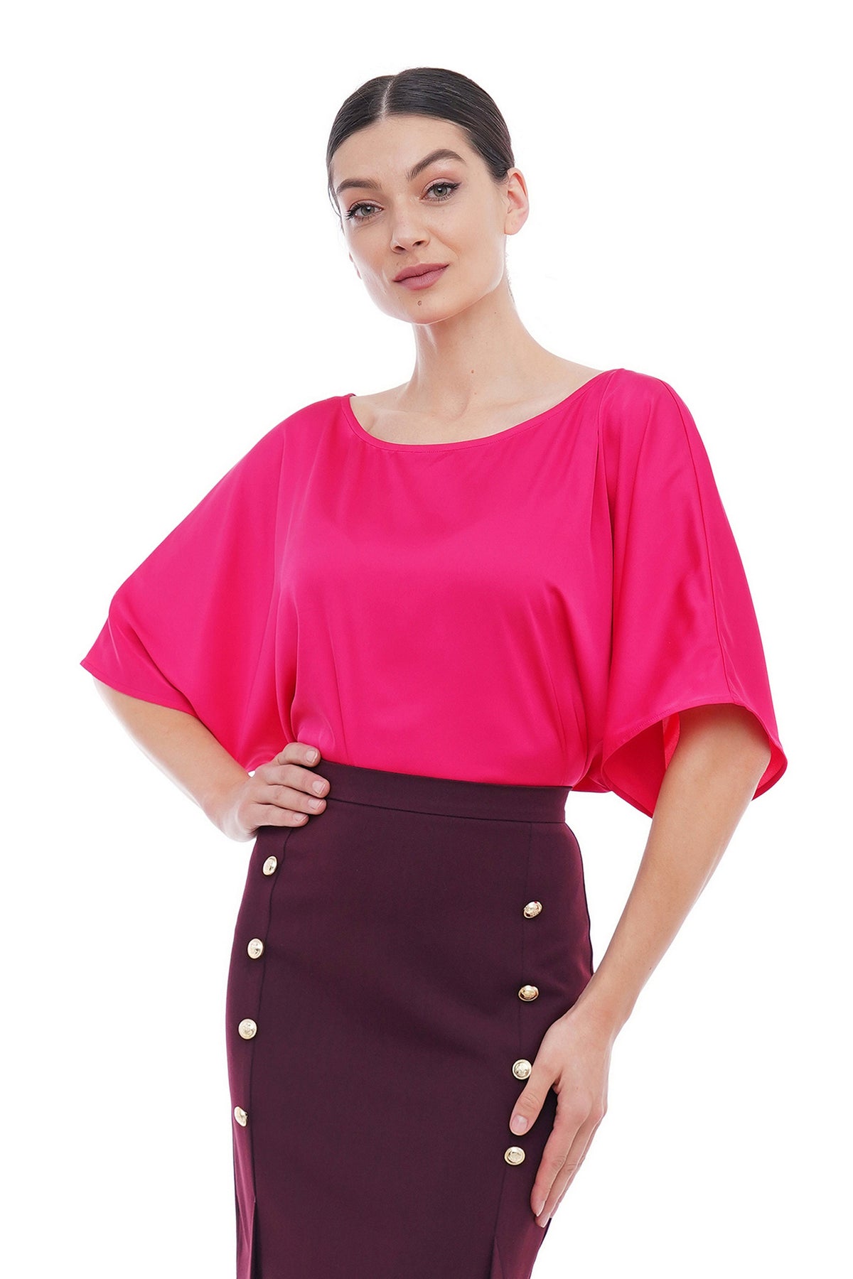 Pia Pink Satin Blouse — view 2