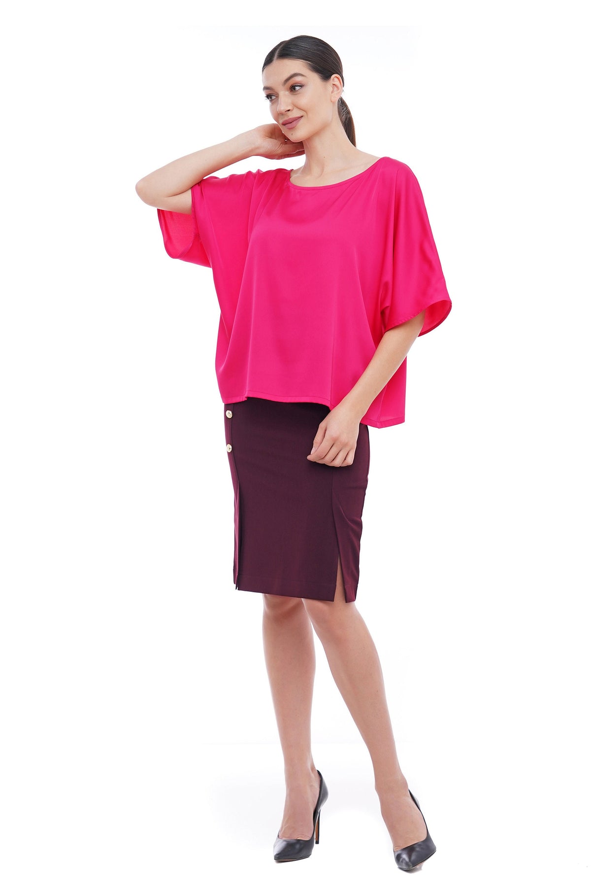 Pia Pink Satin Blouse — view 5
