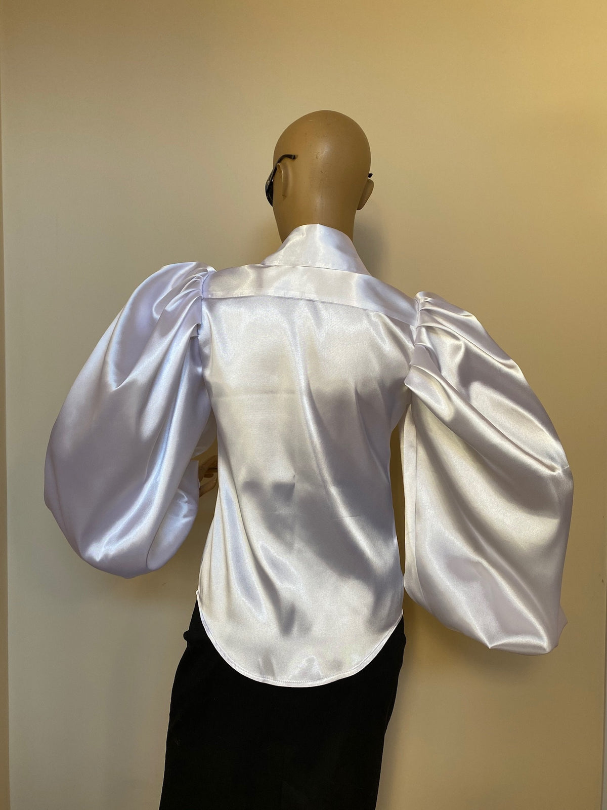 Brielle White Satin Blouse — view 5