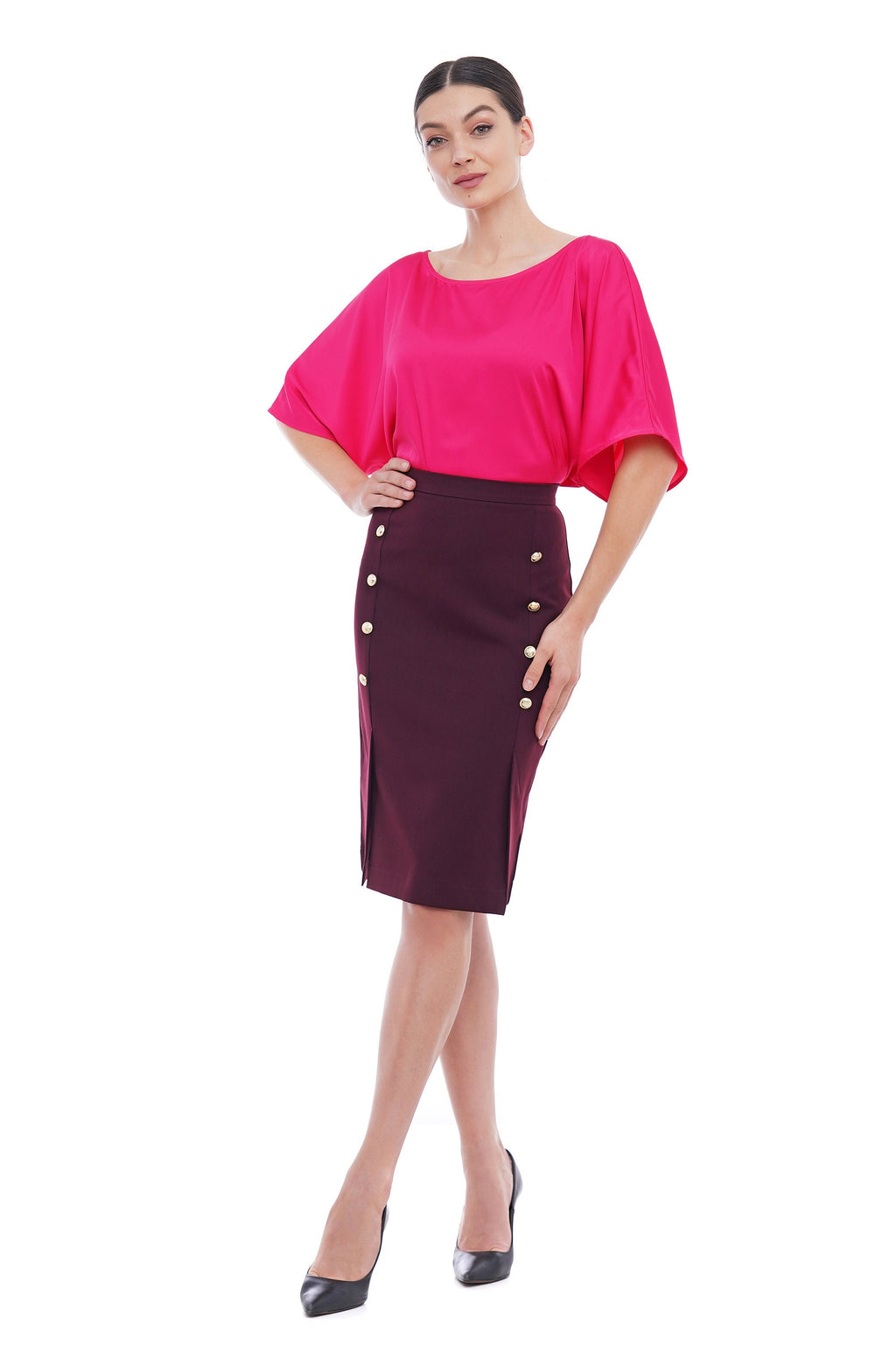 Pia Pink Satin Blouse — view 4