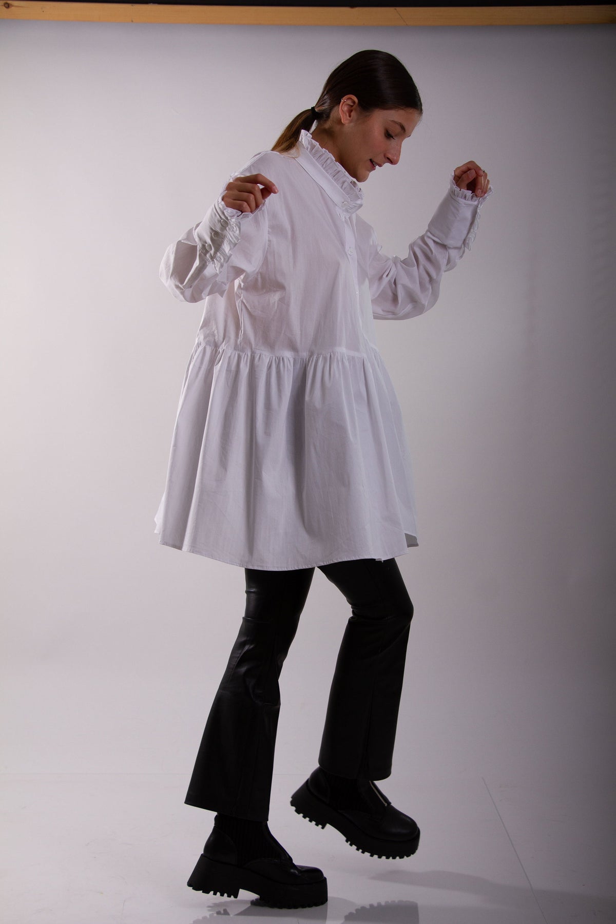 Bianca White Cotton Blouse — view 3