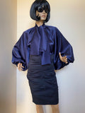 Kiki Navy Satin Blouse — Paris Boutique