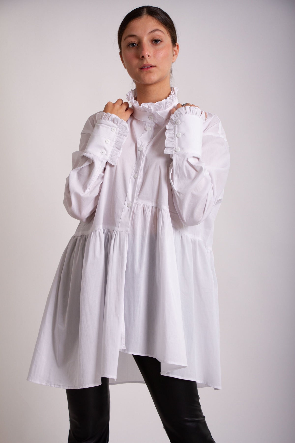 Bianca White Cotton Blouse — view 2