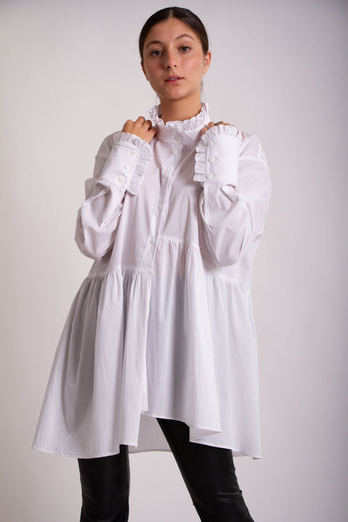Bianca White Cotton Blouse — Paris Boutique