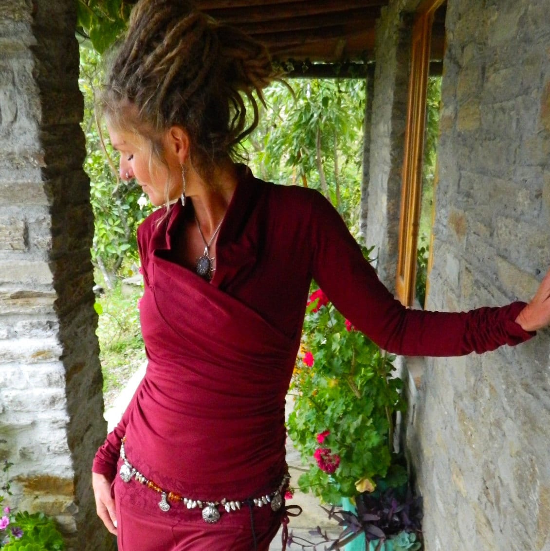 Kaia Red Ruffle Blouse — view 4