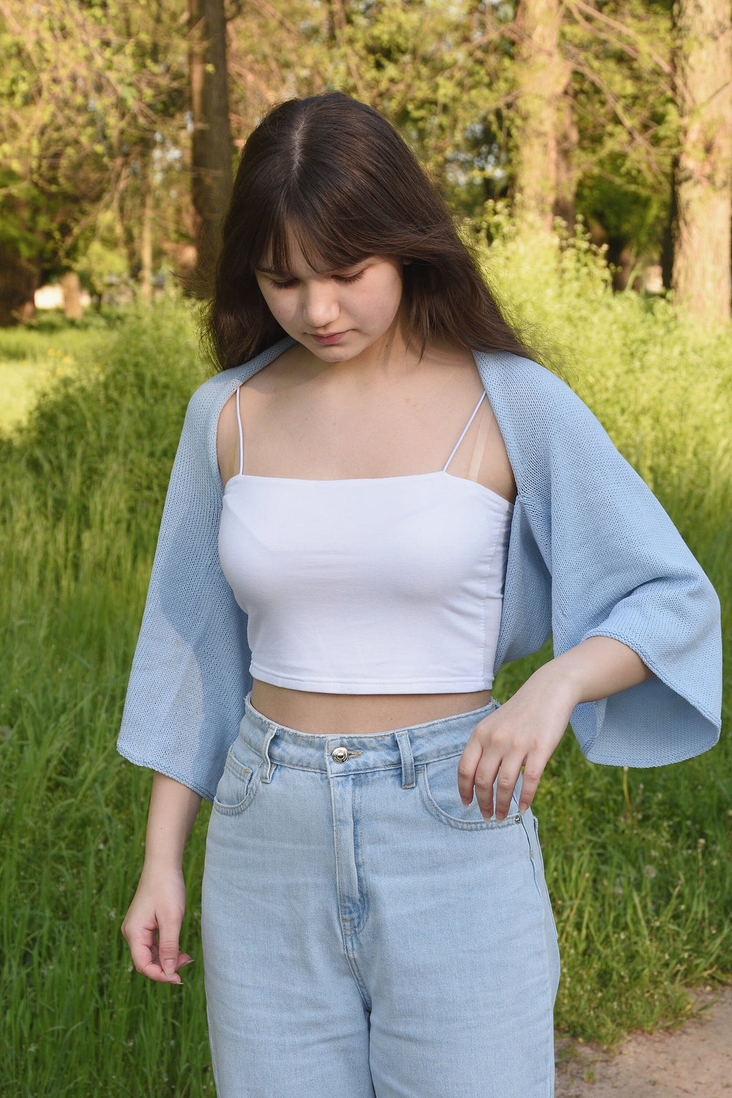 Vera Blue Knit Cardigan — view 3