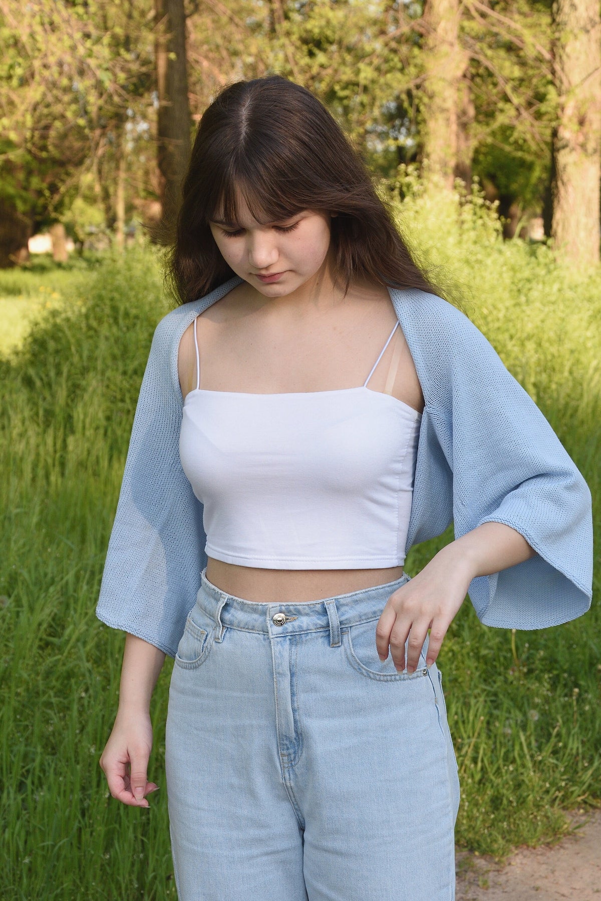Vera Blue Knit Cardigan — view 3