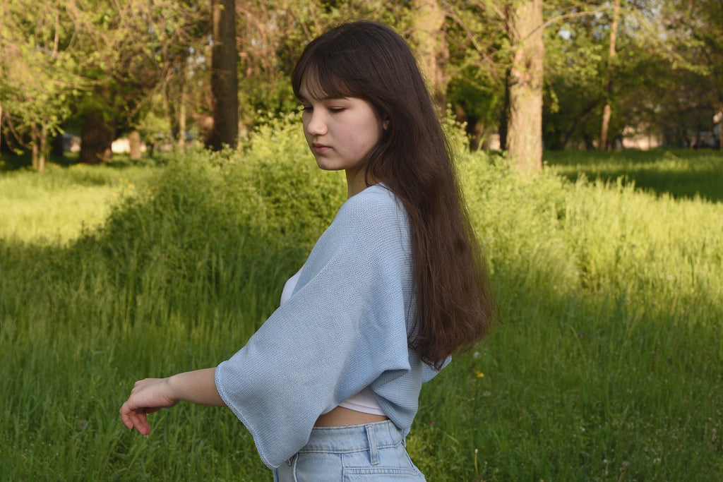 Vera Blue Knit Cardigan — view 5