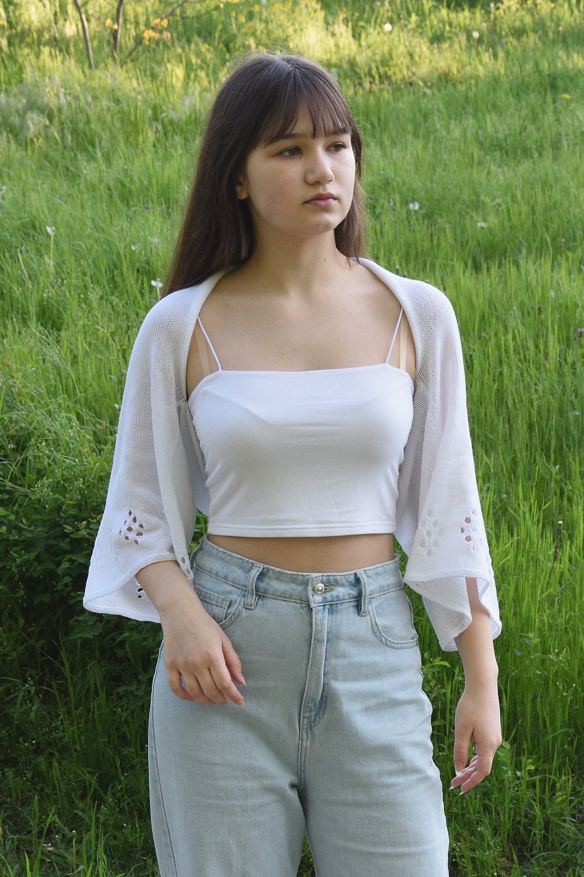 Halle White Knit Cardigan — view 4