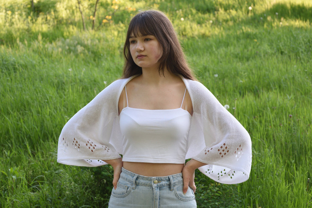 Halle White Knit Cardigan — view 5