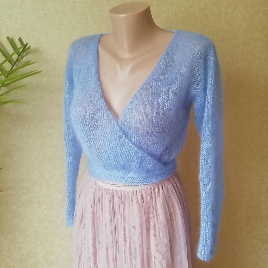 Ottilie Light Blue Knit Wrap Cardigan — Paris Boutique