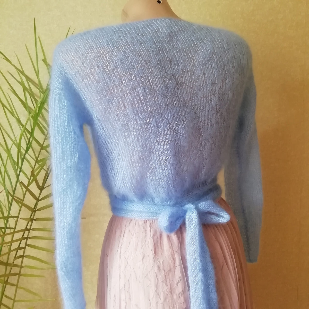 Ottilie Light Blue Knit Wrap Cardigan — view 2