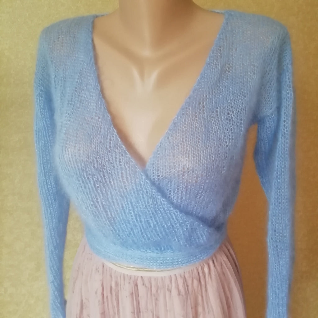 Ottilie Light Blue Knit Wrap Cardigan — view 5