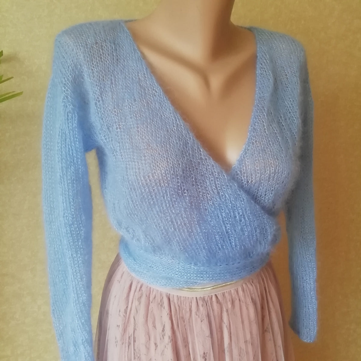 Ottilie Light Blue Knit Wrap Cardigan — view 6