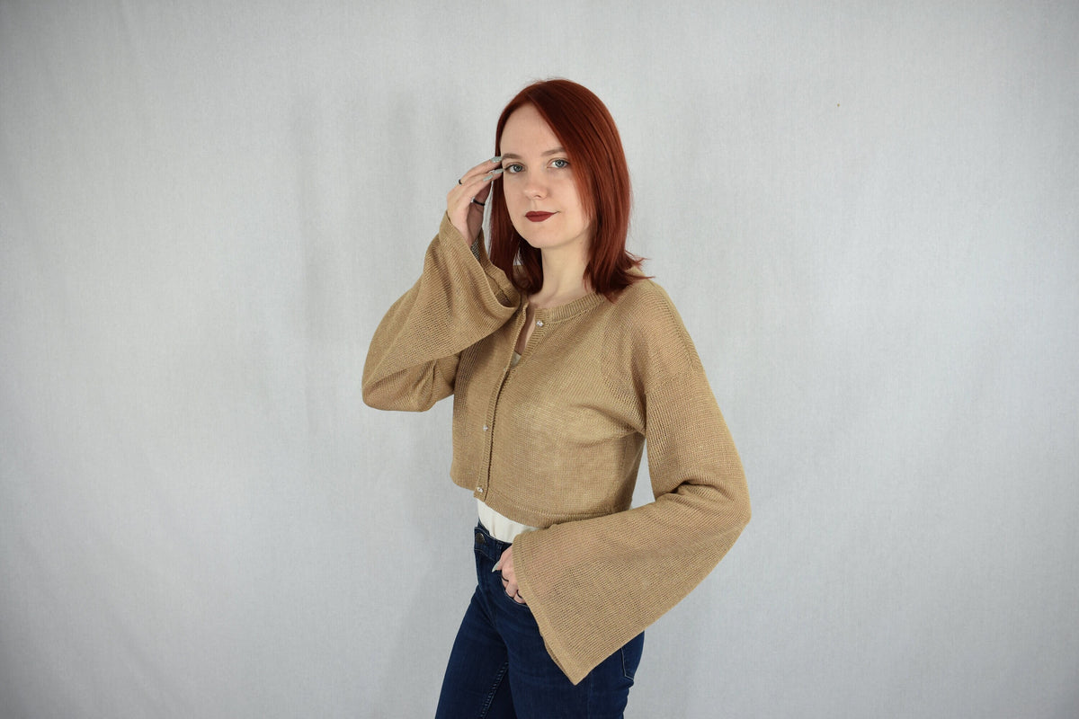 Sloane Beige Linen Cardigan — view 4