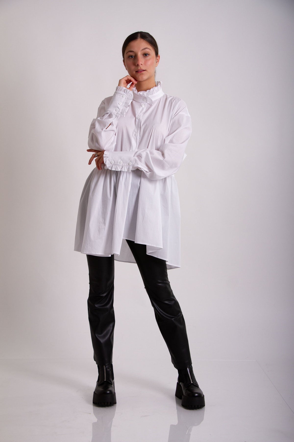 Bianca White Cotton Blouse — Paris Boutique