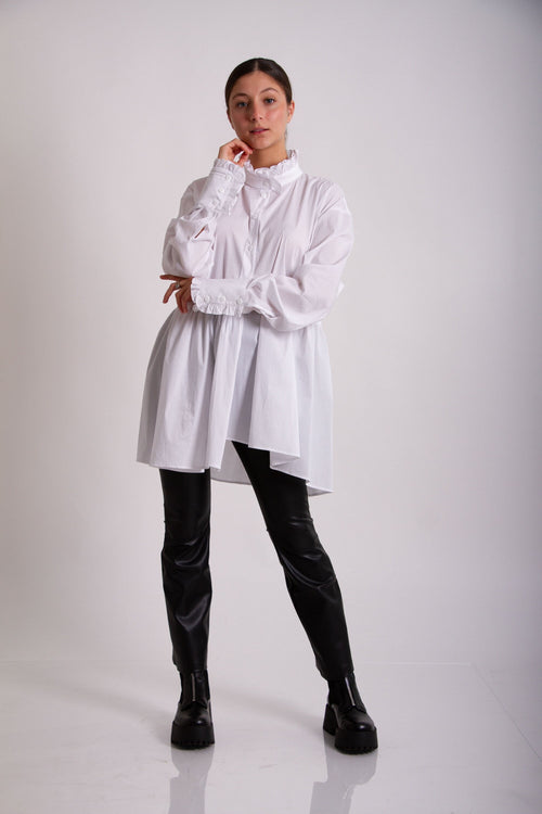 Bianca White Cotton Blouse — Paris Boutique