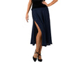 Cleo Blue Satin Midi Skirt — Paris Boutique