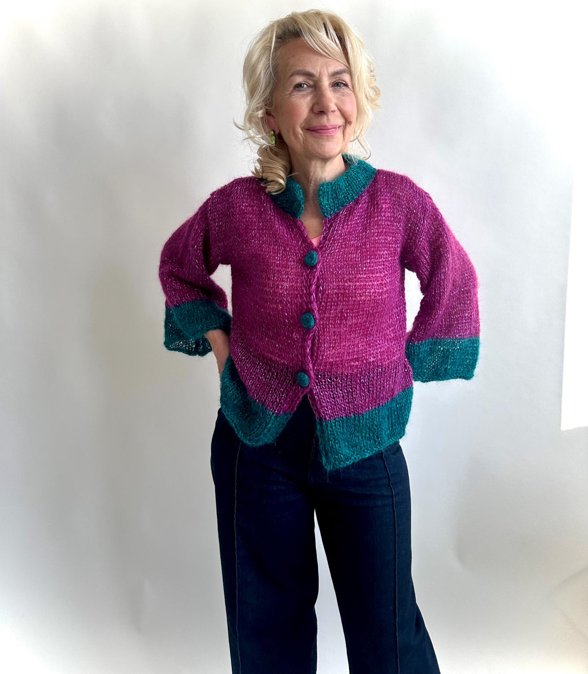 Liv Purple Wool Cardigan — view 3