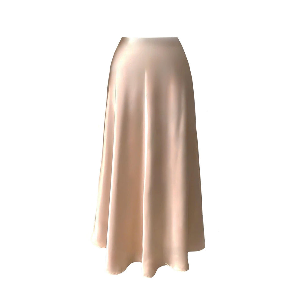 Greta Teal Satin Midi Skirt — view 3