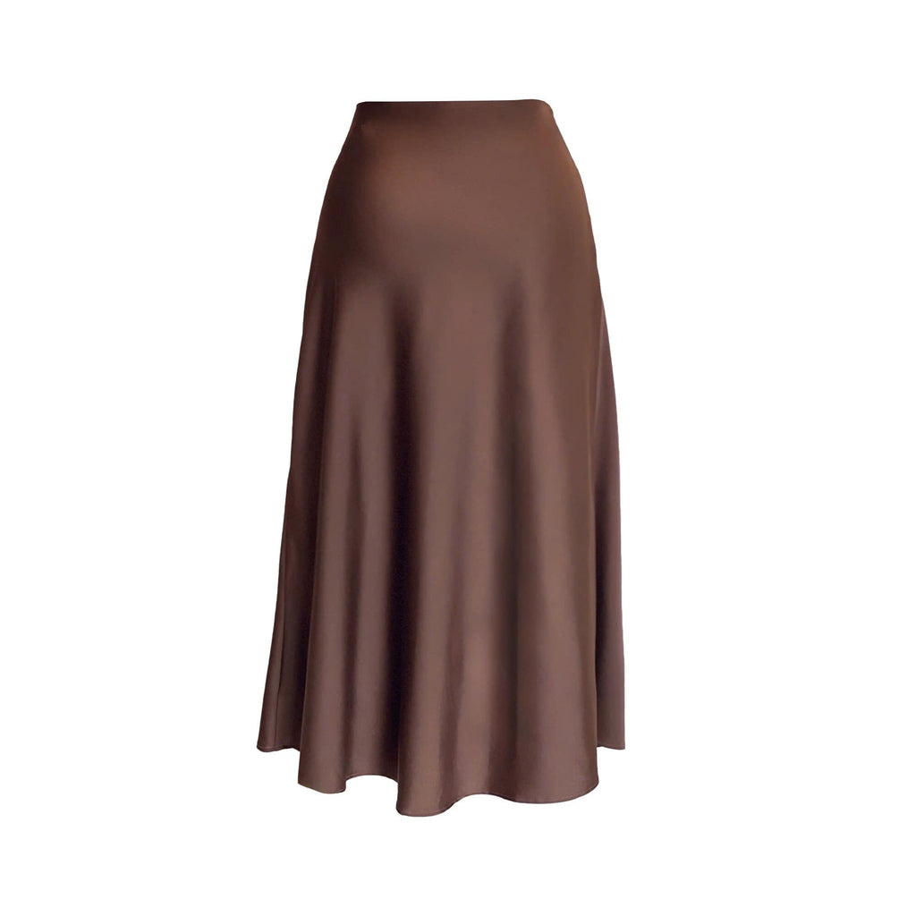 Greta Teal Satin Midi Skirt — view 5