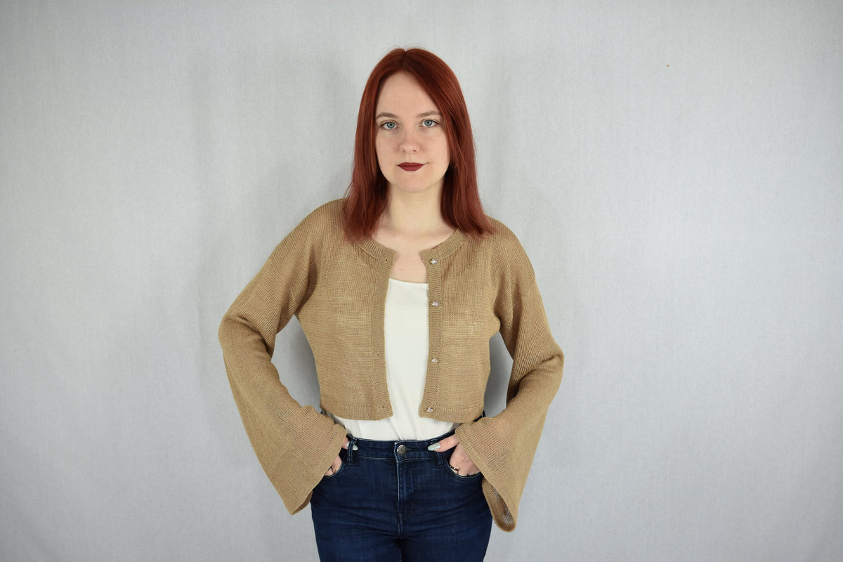 Sloane Beige Linen Cardigan — Paris Boutique