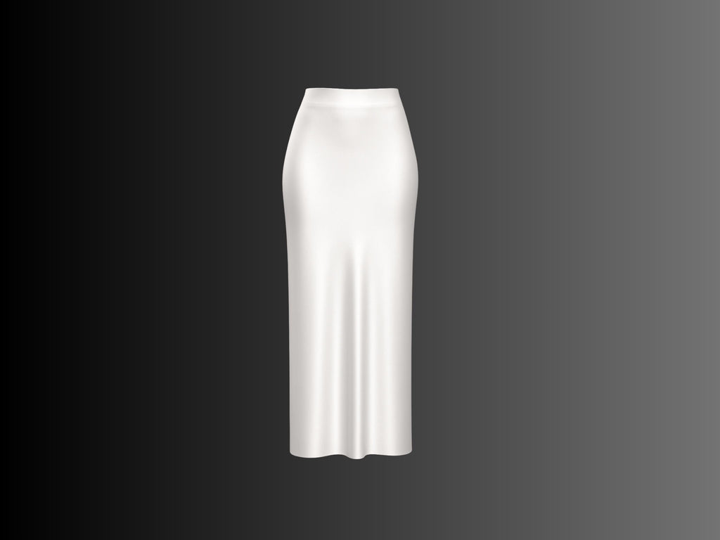 Noor White Satin Midi Skirt — Paris Boutique