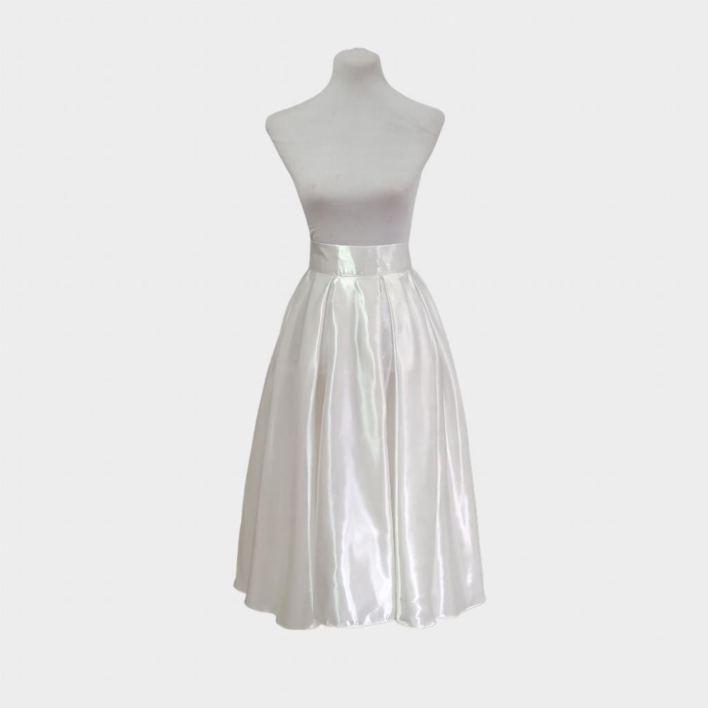 Winnie Black Satin Midi Skirt — view 5