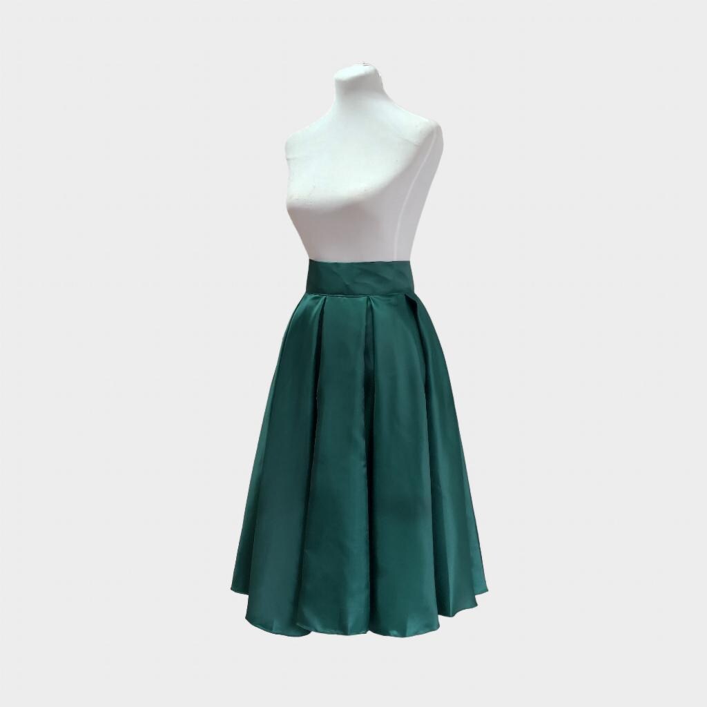 Winnie Black Satin Midi Skirt — view 2