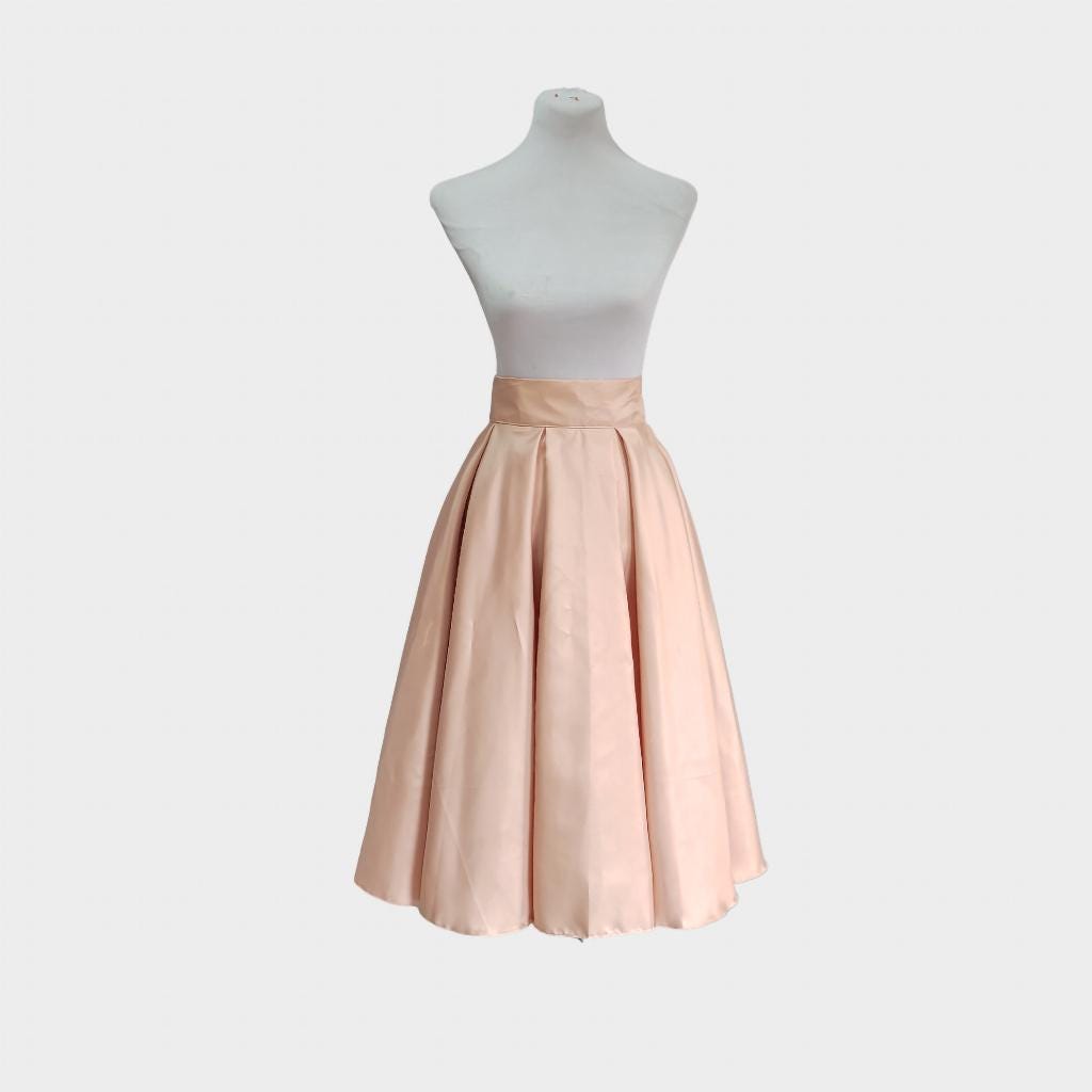 Winnie Black Satin Midi Skirt — view 6