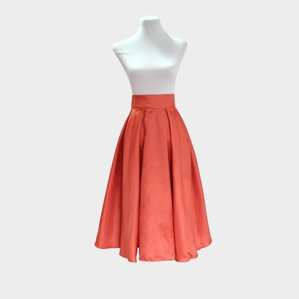 Winnie Black Satin Midi Skirt — view 4