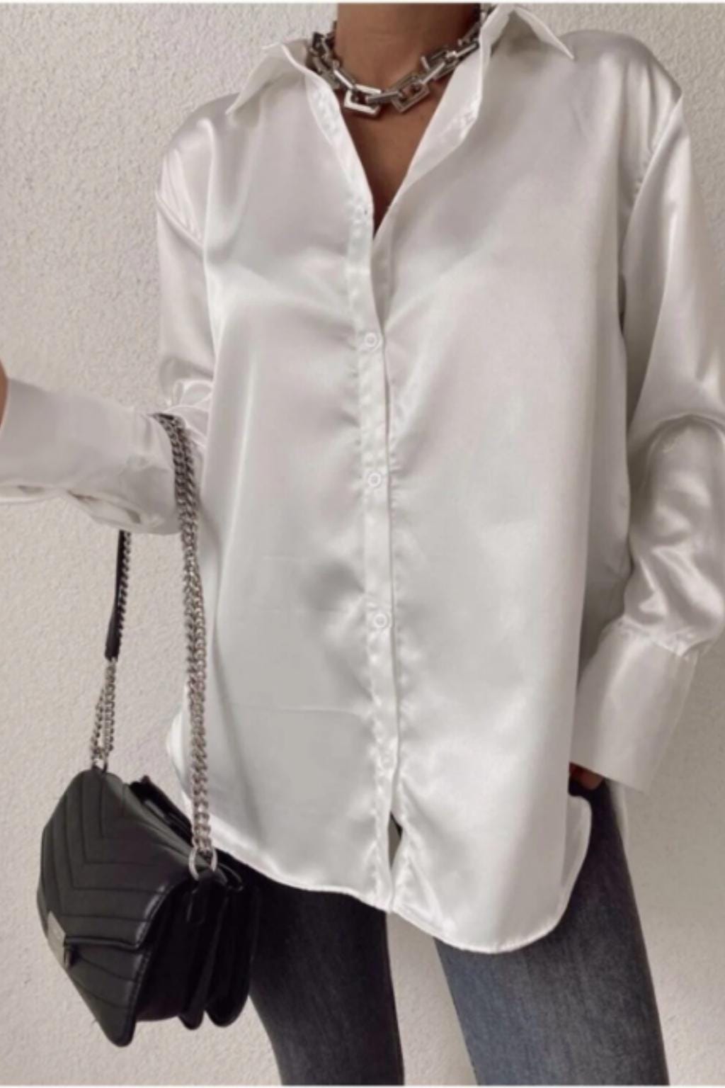 Esme White Satin Blouse — view 2