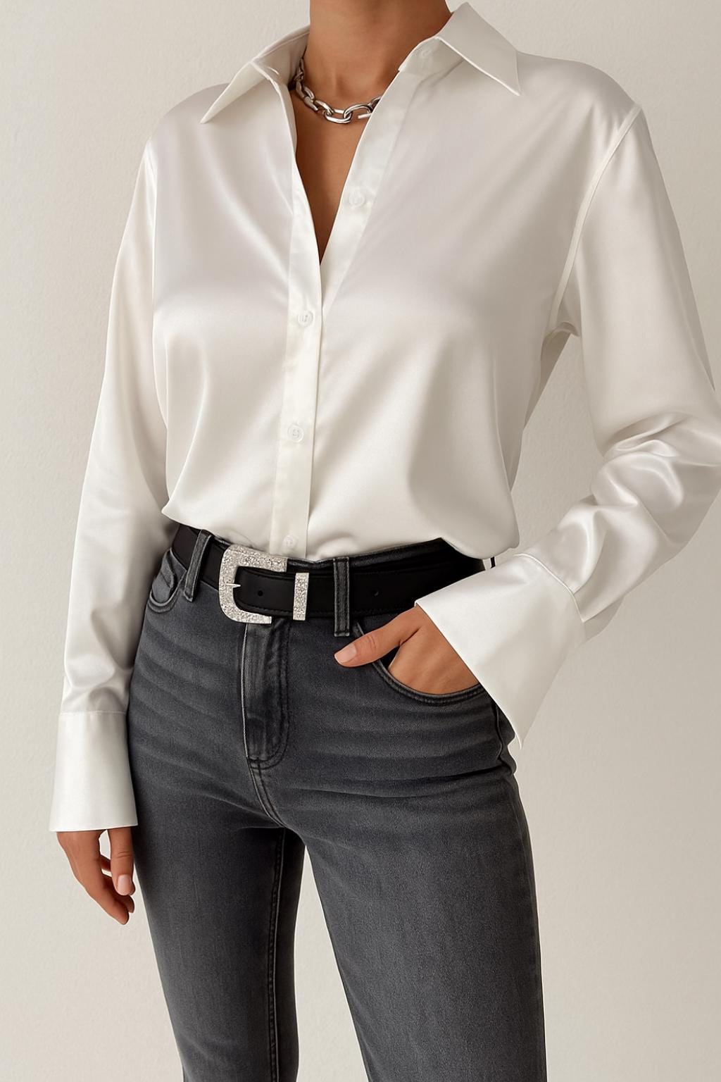 Esme White Satin Blouse — view 3