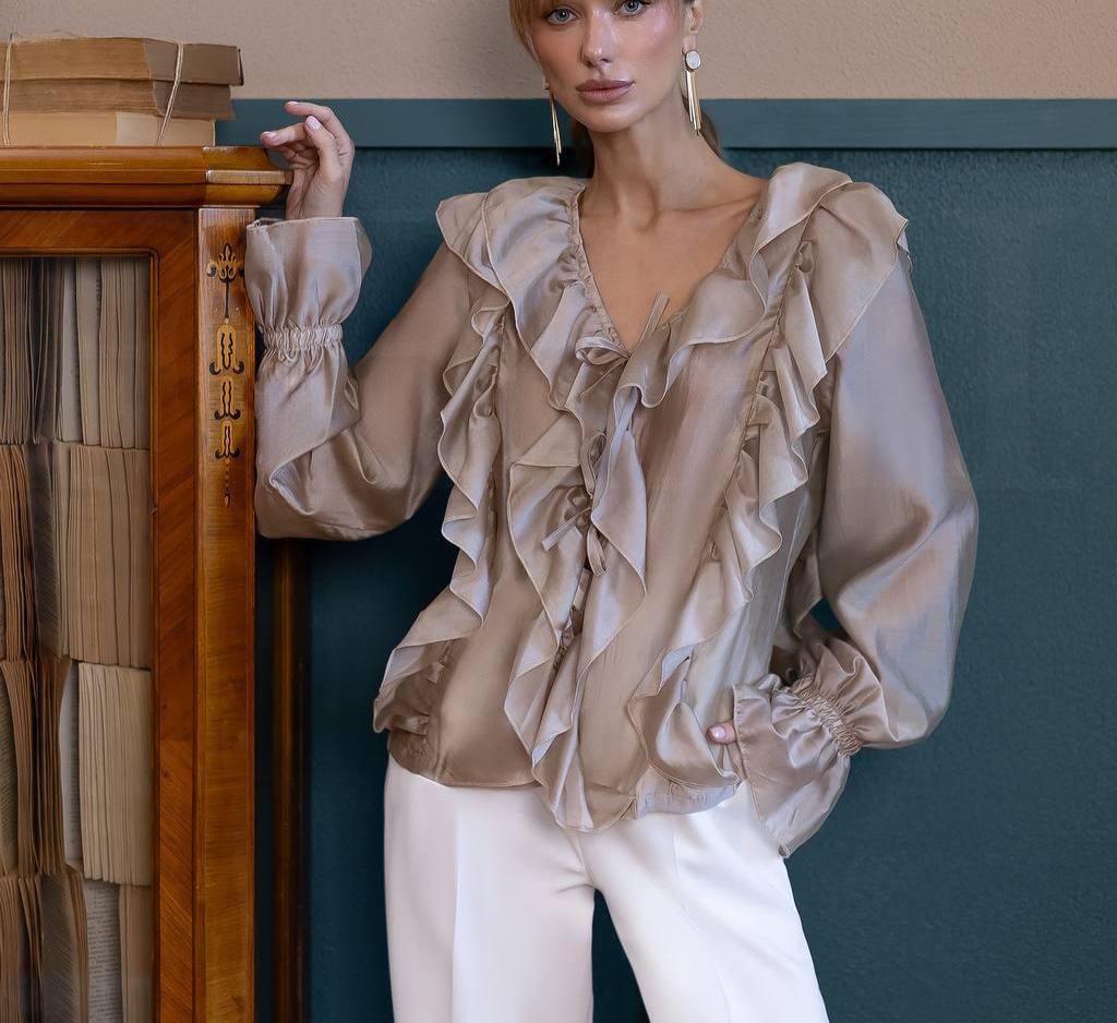 Zara White Ruffle Blouse — Paris Boutique