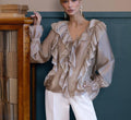 Zara White Ruffle Blouse — Paris Boutique