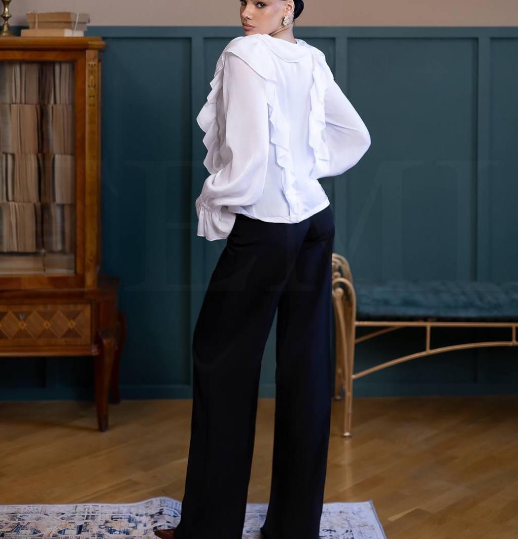 Zara White Ruffle Blouse — view 5