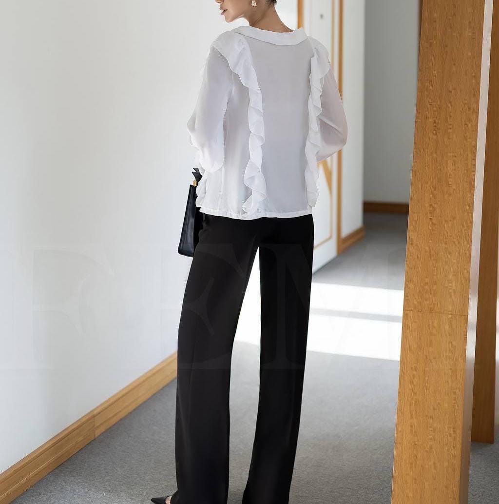 Carmen White Ruffle Blouse — view 4