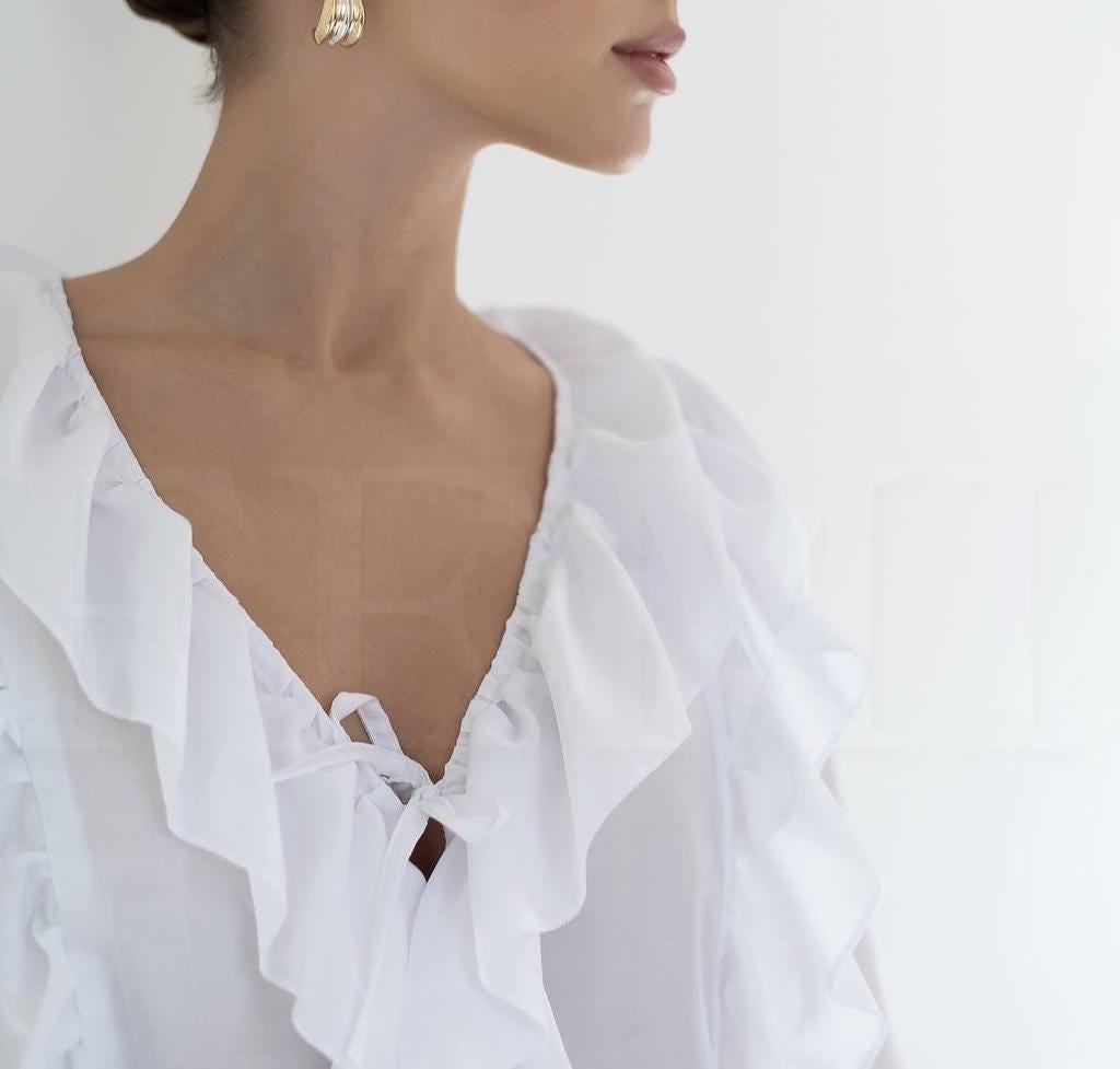 Carmen White Ruffle Blouse — view 2