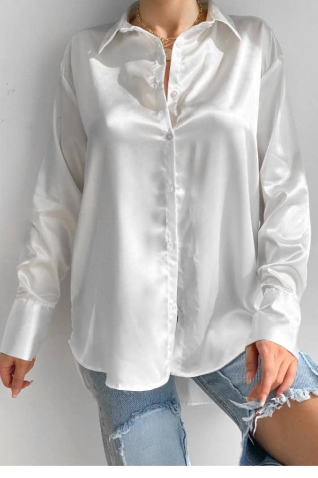 Esme White Satin Blouse — view 5