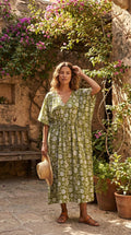 Rosa Floral Cotton Kaftan Midi Dress — Paris Boutique