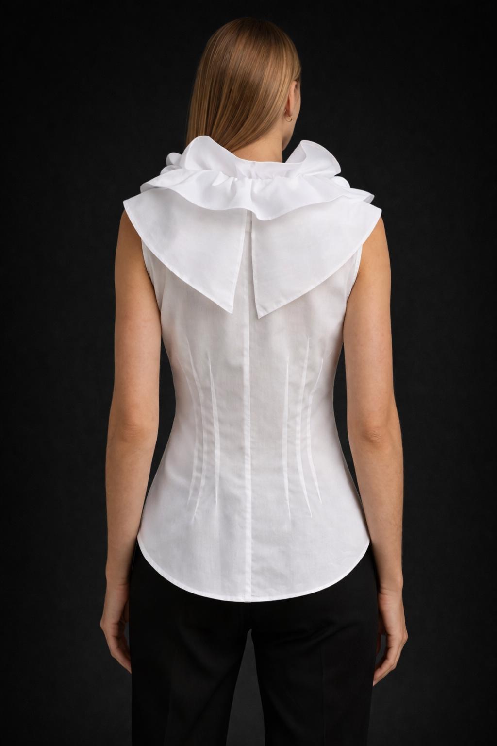 Nell Black Cotton Ruffle Blouse — view 3