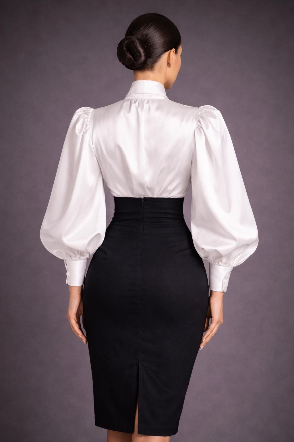 Willa Black Satin Blouse — view 4