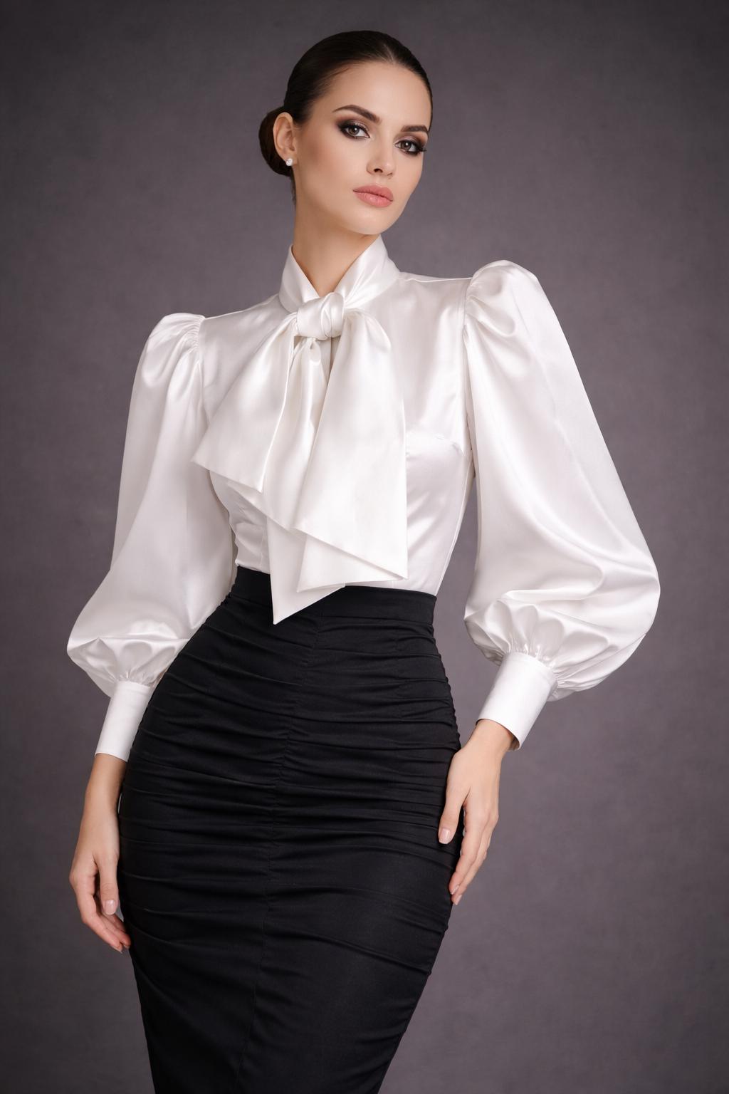 Willa Black Satin Blouse — view 5