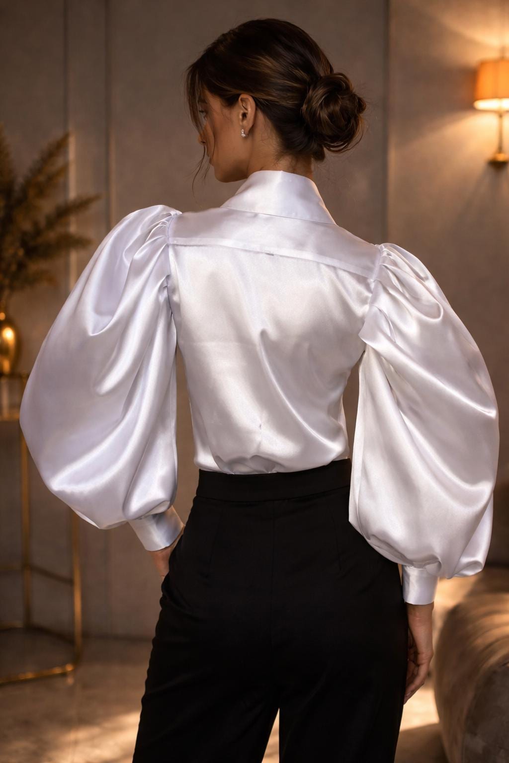 Brielle White Satin Blouse — view 2