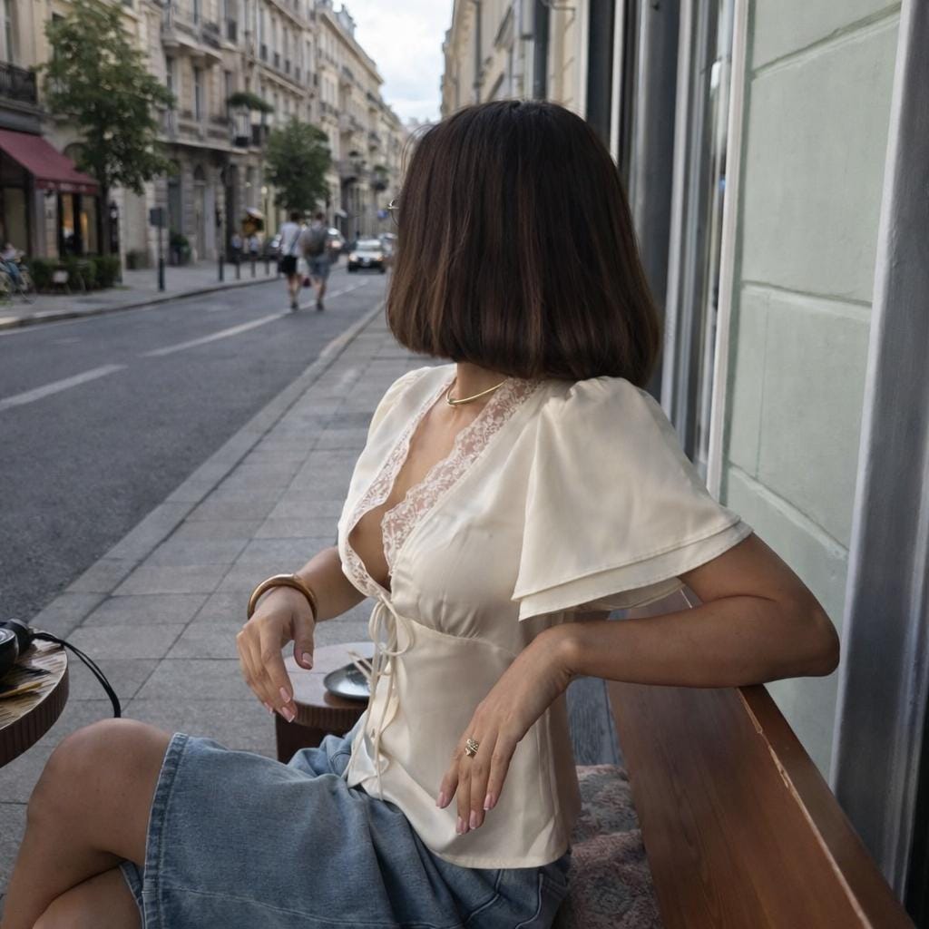 Poppy Black Satin Blouse — view 3
