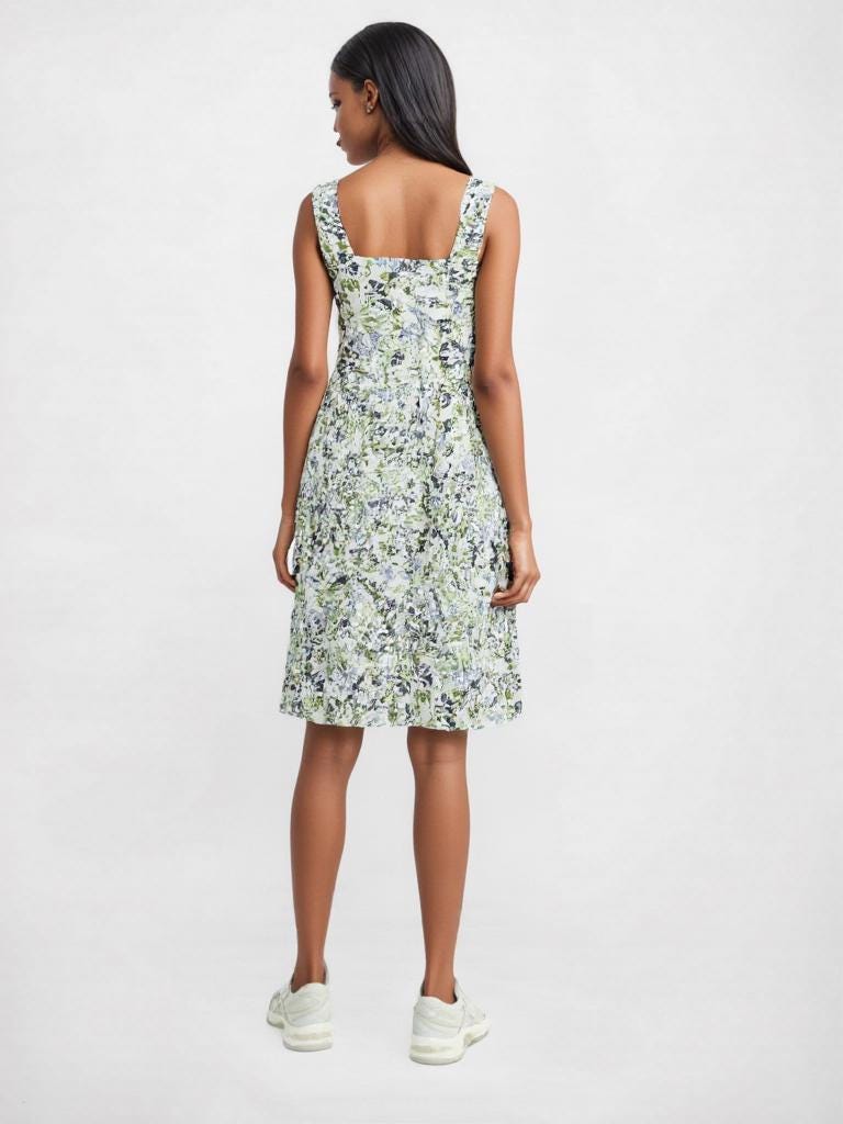Fern Floral Cotton A-Line Midi Dress — view 2